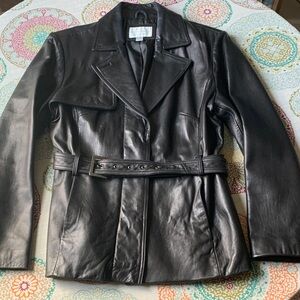 Worthington Lambskin Women's Black Shooting  Jacket L EUC